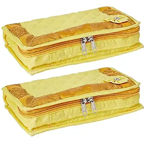 Kuber Industries Portable Jewellery Organizer With 6 Tranasparent Pockets , Pack of 2 (Yellow)-HS_38_KUBMART21239