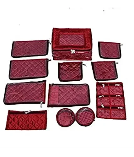 Kuber Industries Satin Jewellery Kit Maroon (KI5201)