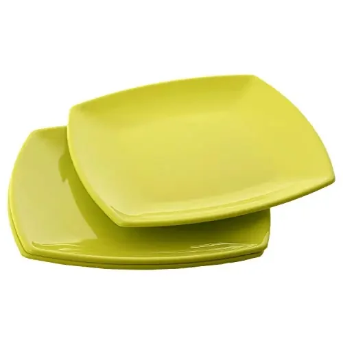 Kuber Industries Small Square 3 Pieces Unbreakable Virgin Plastic Microwave Safe Dinner/Serving Plates (Green) – Ctltc044441