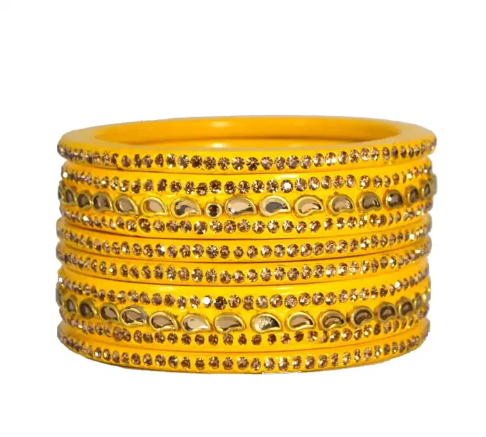 LAC BANGLES Lac Bangles for women YELLOW Keri KADA Chudi Set