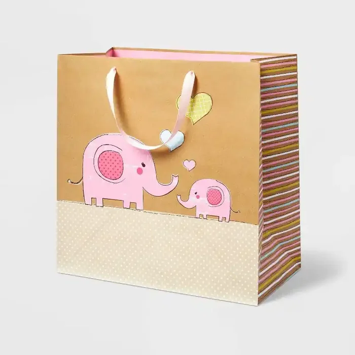 Large Elephants on Kraft Baby Shower Gift Bag – Spritz™
