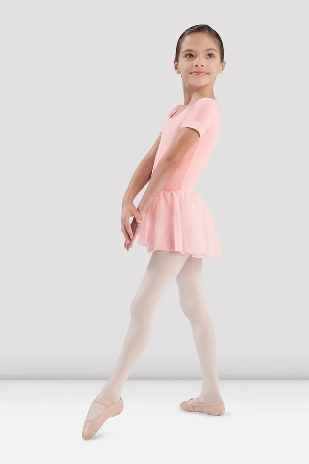 LIGHT PINK SHORT SLEEVE LEOTARD WITH CHIFFON SKIRT