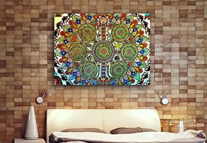MADHUBANI PAINTINGS Madhubani Art Canvas Painting for Home Decoration Madhubani Painting for Living room Madhubani Traditional Unframe Canvas Painting Size 24 Inch x 16 Inch