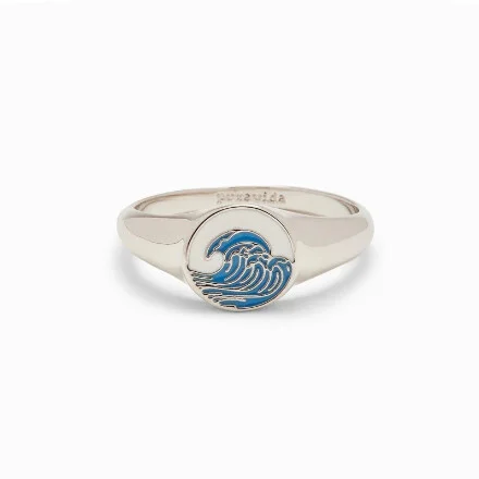 Make Waves Signet Ring Silver Sz 9