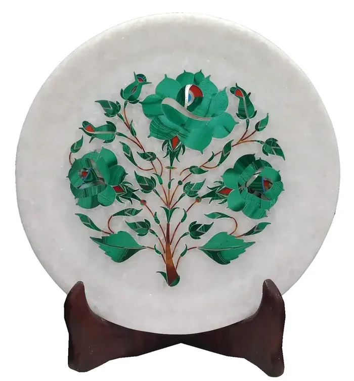 MARBLE INLAY ART AGRA – PACCHIKARI Handcrafted Marble Decorative Plate with Inlay Work Perfect Home Decor. Size – 7 x 7 inch