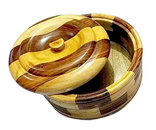 MARBLE INLAY ART AGRA – PACCHIKARI Wooden Chapati Box Casserole (Size 9 x 9 inch) with Out Stainless Steel for Kitchen