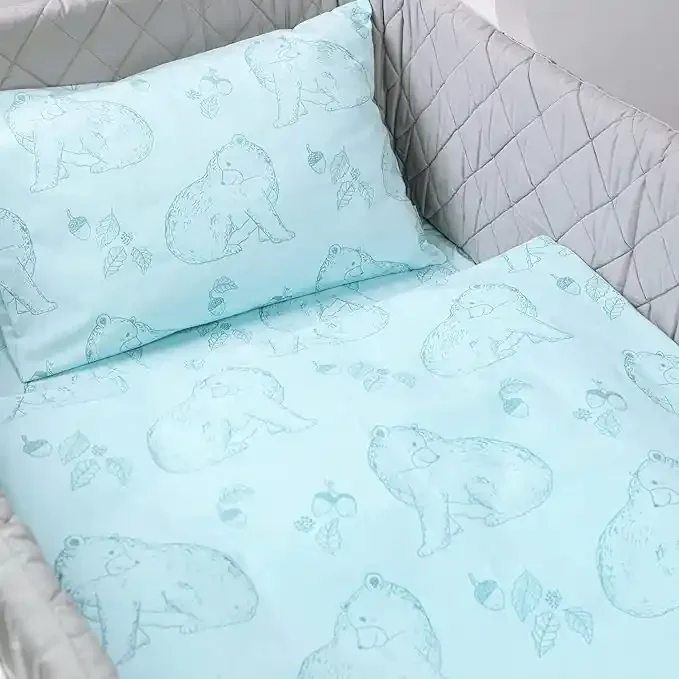 Masilo Organic Cotton Toddler Cot Set Bear Hug (Classic Quilted Insert)