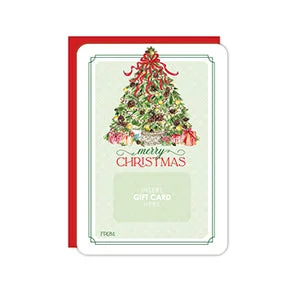 MERRY CHRISTMAS TREE WITH RED BOW GIFT CARD GREETING