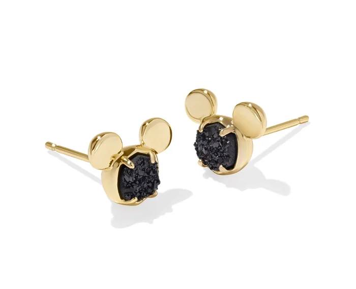 Mickey Mouse Gold Stud Earrings in Black Drusy – Kendra Scott