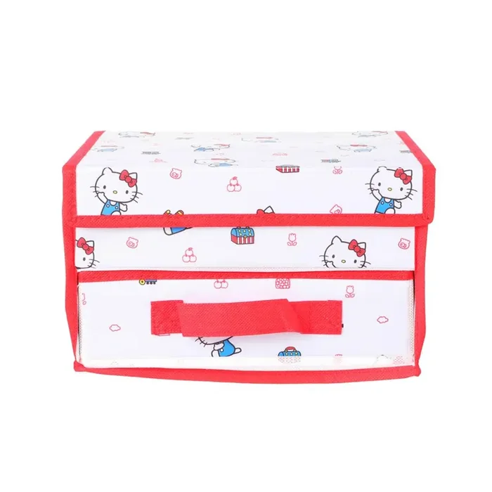 MINISO Storage Box Hello Kitty Medium Foldable Organisers Storage Box Fabric Storage Drawer 27X20X15Cm, White