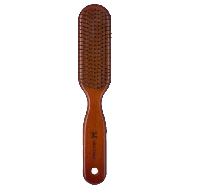 Miss Claire Professional Hair Detangling Wood Anti Static Flat Hair Brush with Ball Tip Bristles Wooden Handle for Men & Women(V18227C)