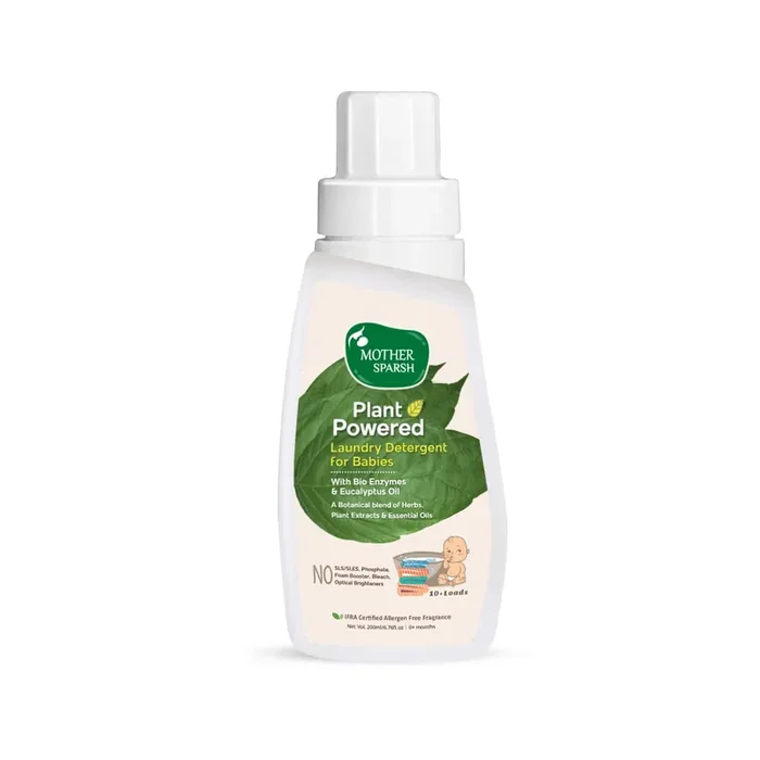 Mother Sparsh Plant Powered Baby Liquid Laundry Detergent-200ml With Bioenzymes & Eucalyptus Oil.