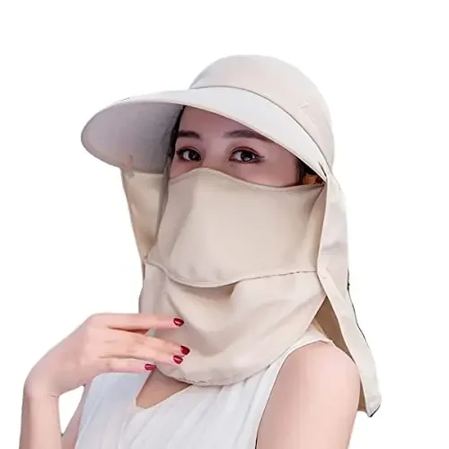 MTROYALDIA Wide Brim Sun Hat Multifunctional UPF 50 Protection Bucket Fishing Hat Cap for Womens, Khaki, Free Size