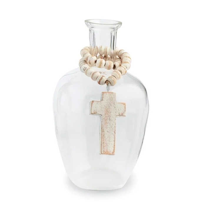 Mud Pie Cross Bud Vase with Beads
