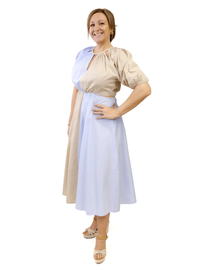 Mud Pie Hutton Midi Dress – Tan/Blue