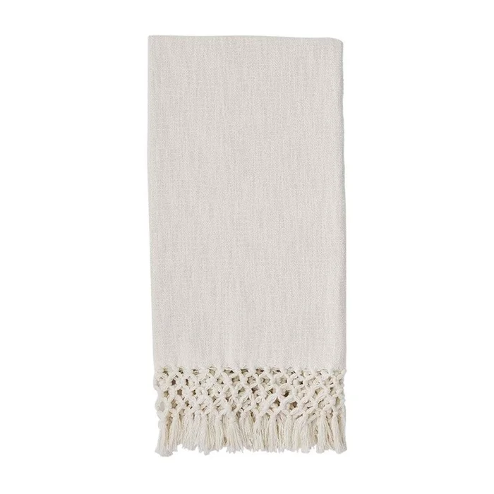 Mud Pie White Macrame Throw Blanket