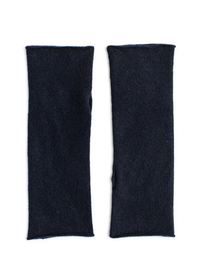 Navy Wool Wrist Warmers