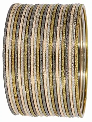 NMII Non-Precious Metal Base Metal Glossy Finished Bangles Set For Women and Girls 2-4 Metal