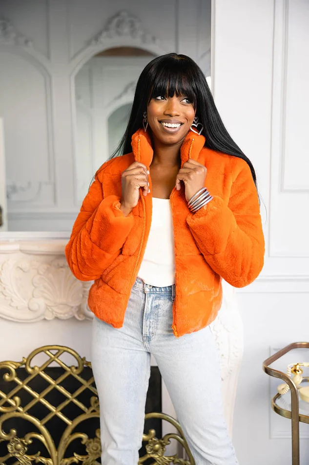 Noella Faux Fur Jacket-Cayenne