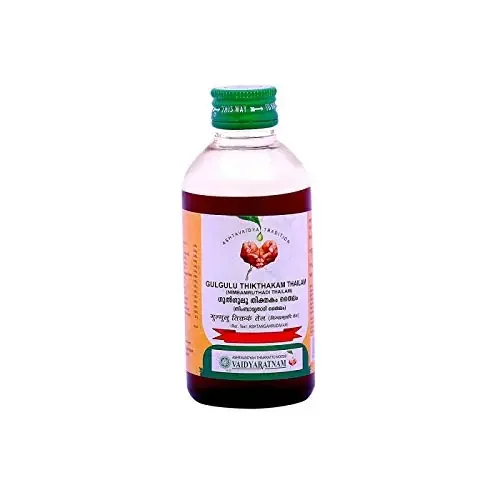 (Pack of 2) Vaidyaratnam Oushadhasala GULGULUTHIKTHAKAM THAILAM (200 ML)
