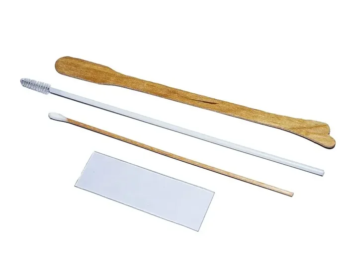Papsmear Test Kit One Wooden Spatula, one Glass Slide, Cervical Brush & Swab Stick Sterile Set-4 Pc Sterilized (Pack of 50 pcs)