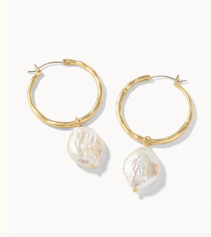 Pearl-Drop Hoop Earrings