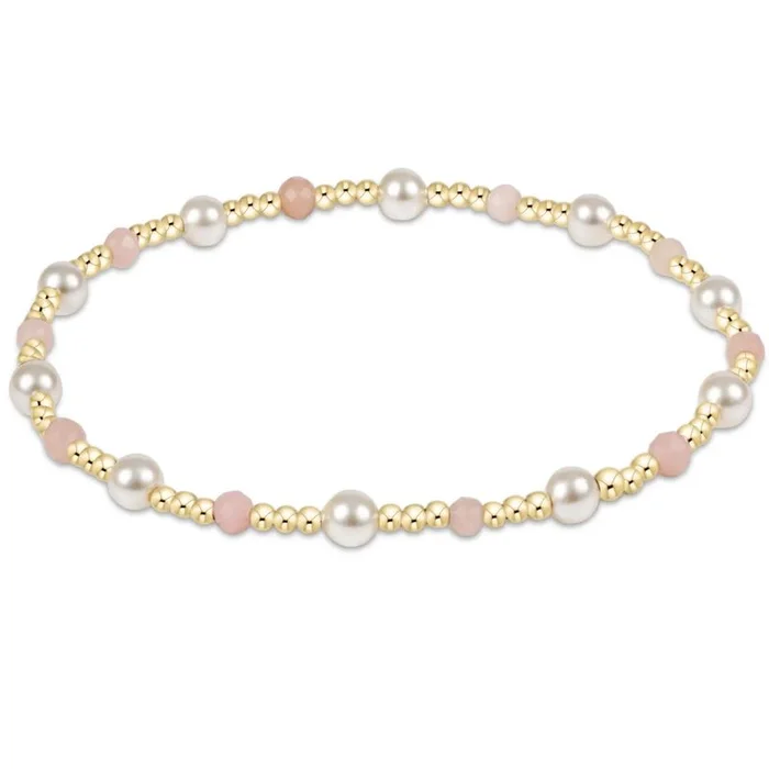 Pearl Sincerity Pattern 4mm Bead Bracelet Pink Opal