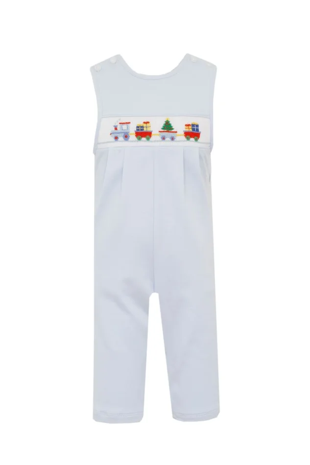 Petit Bebe CHRISTMAS TRAIN – Lt.blue knit boy´s long Jon Jon