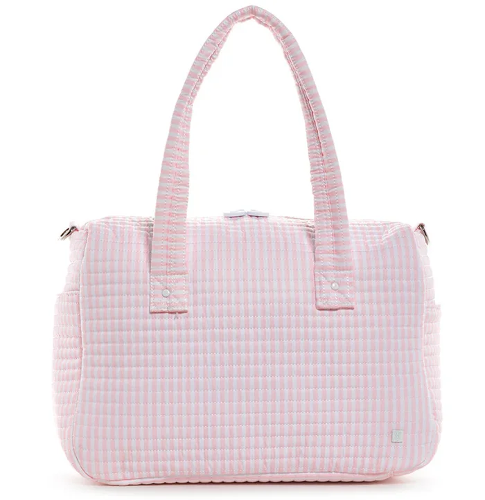 PIMLICO STRIPE PINK QUILTED STROLLER BAG