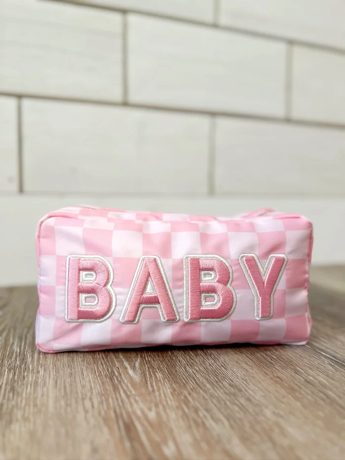 Pink Checkered Baby Bag Pouch