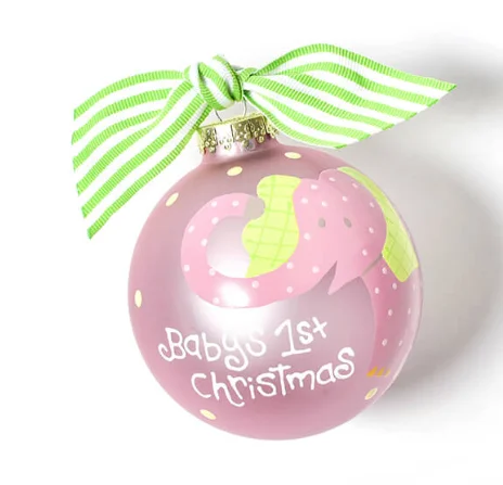 Pink Elephant Glass Ornament