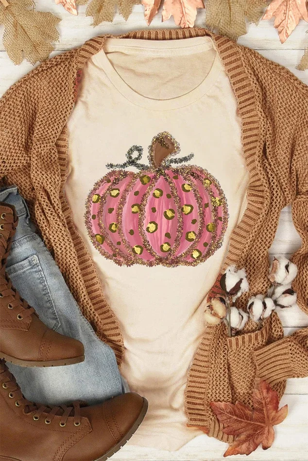 Pink Leopard Pumpkin Tee