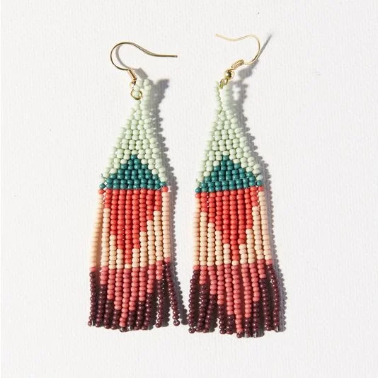 Pink Teal Small Diamond Earring