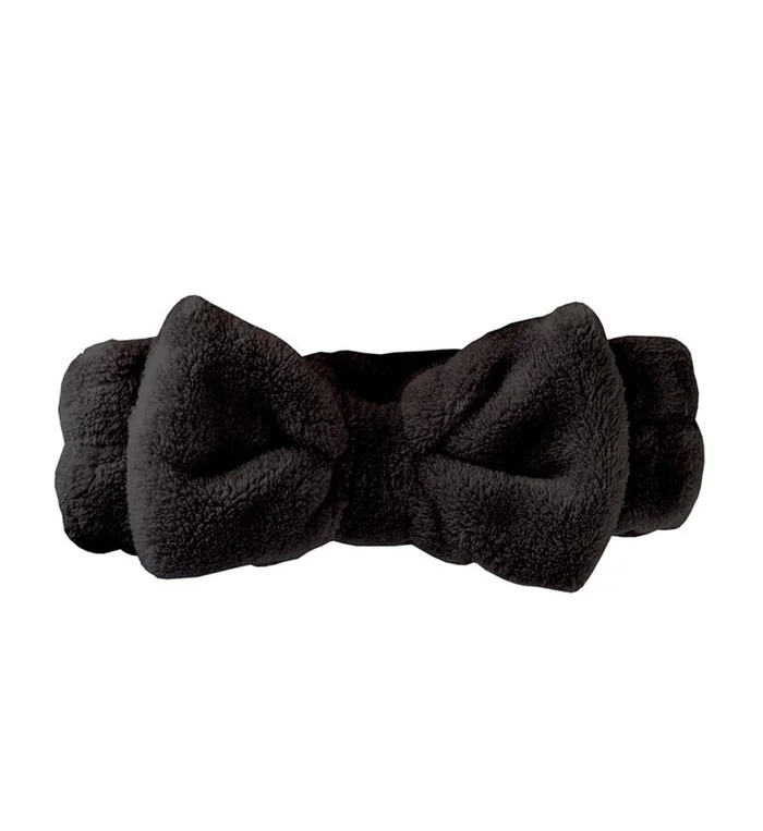 Plush Bow Headband – Black