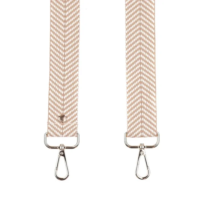 Pom Pom Strap Latte Herringbone
