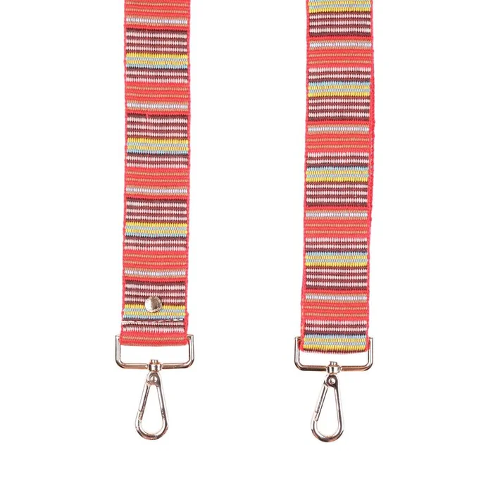 Pom Pom Strap Red Multi Stripe