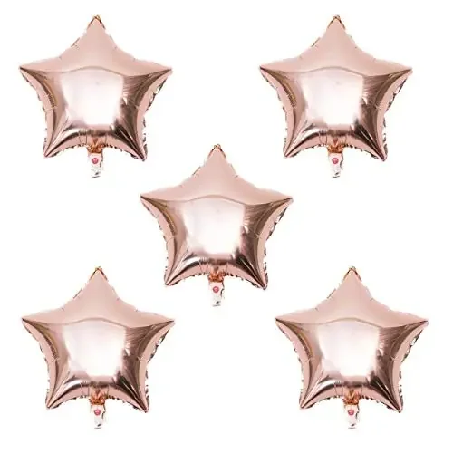 Pop the Party Rose Gold 18″ Star Foil Balloon Party Decoration for Birthday, Bridal Shower, Wedding, Baby Shower Helium or Air Compatible(5 pieces)