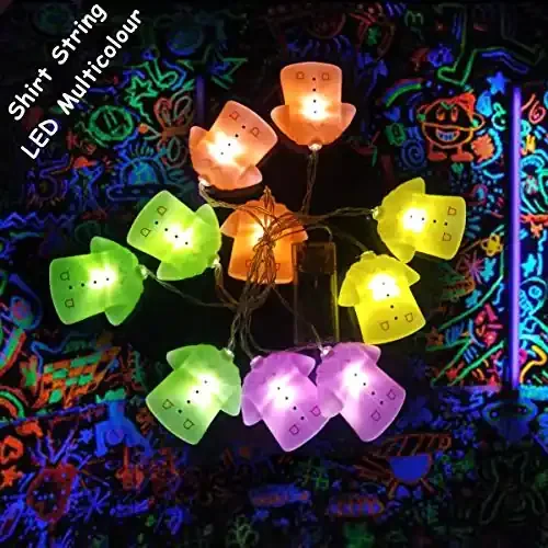 Pop The Party Shirt String Lights,10 Led Warm Lights Indoor Blue Led String Lights for Bedroom Indoor(Multicolor)