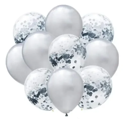 Pop the Party Silver Confetti Balloons Bunch