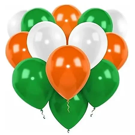 Pop The Party Tri Color Orange White Green Balloons for Decoration Pack of 100