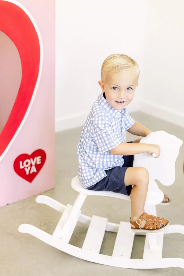 Poppy Kids Co. Blue Heart Check Boys’ Polo