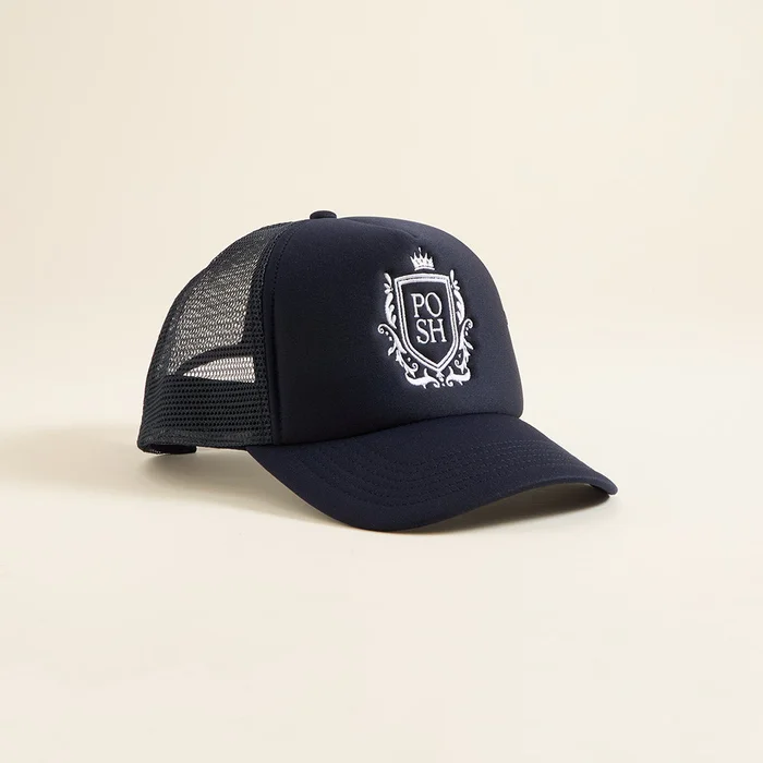Posh Blue Comfy Posh Crest Trucker Hat | Posh Peanut®