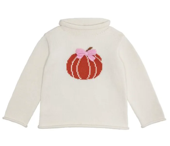 PUMPKIN BOW ROLLNECK SWEATER
