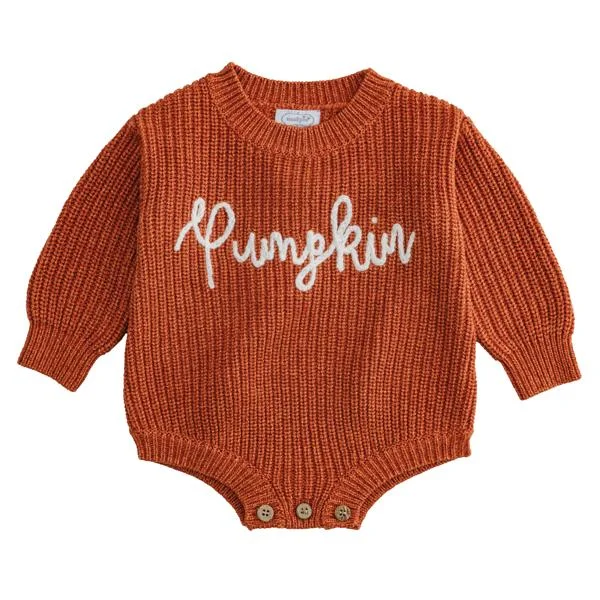 Pumpkin Chainstitch Baby Sweater Bubble