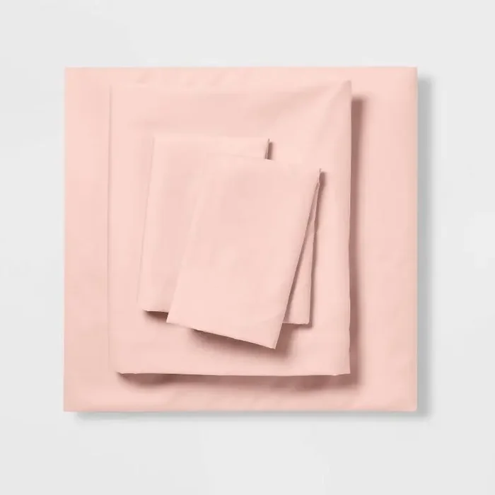 Queen Microfiber Sheet Set Blush – Room Essentials™ Polyester, Peached Finish, OEKO-TEX Certified