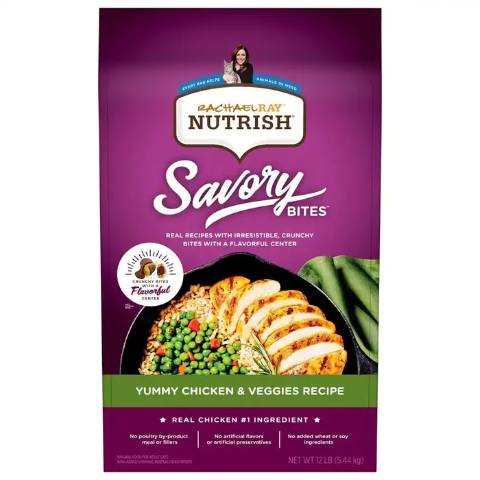 Rachael Ray Nutrish Savory Bites Yummy Chicken & Veggies Recipe Dry Cat Food, 12 lb. Bag