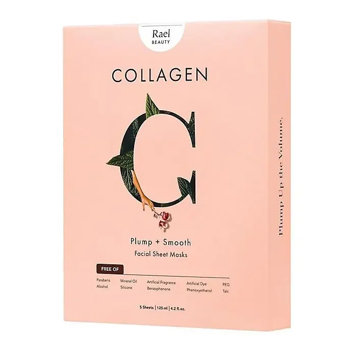 Rael Beauty Collagen Plump + Smooth Facial Sheet Masks 5 ea
