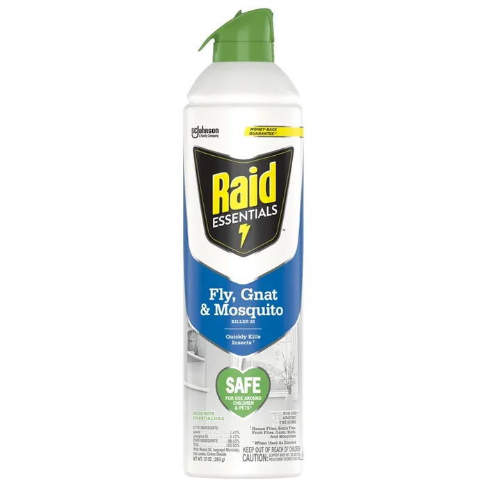Raid Essentials Fly, Gnat & Mosquito Killer 28, In & Outdoor Flying Insect Spray, 10 oz