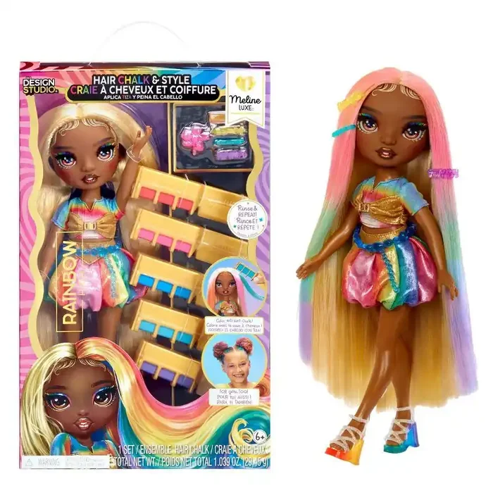 Rainbow High 11″ Hair Chalk and Style Meline Rainbow and Gold Doll