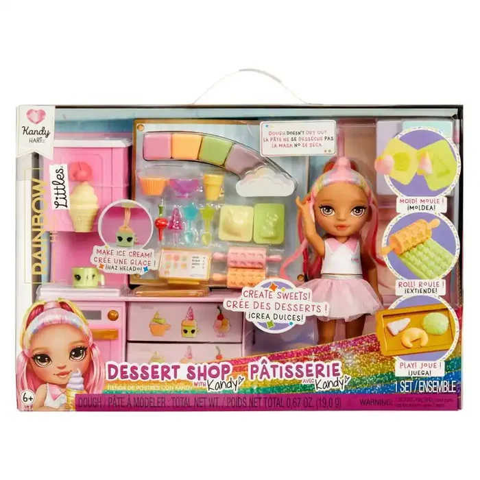 Rainbow High Littles Dessert Shop Playset + Small Doll, Make Ice Cream and Sweets